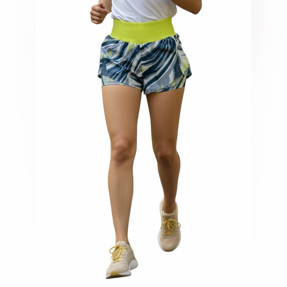 Free People Carpe Diem Printed Shorts,Neon Yellow multi colored, Large, NWT - Picture 2 of 7